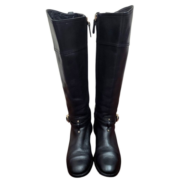 TORY BURCH Marlene Round-Toe Knee-High Black Leather Riding Boots Size 7.5 M - Picture 3 of 16